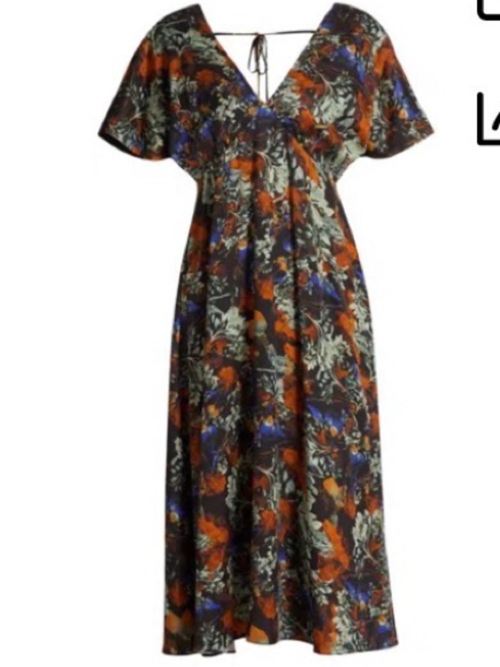 New without tag: Derek Lam Crosby  Cecile Floral Flutter Sleeve Midi Dress